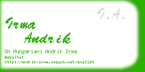 irma andrik business card